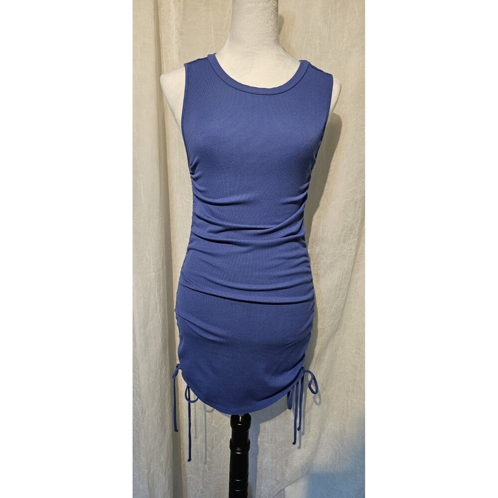 BB Dakota Steve Madden Sleeveless Bodycon Dress Women's Large Blue Side Ruched
